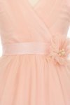 Blush Sleeveless Tulle V-Neck Flower Girl Dress